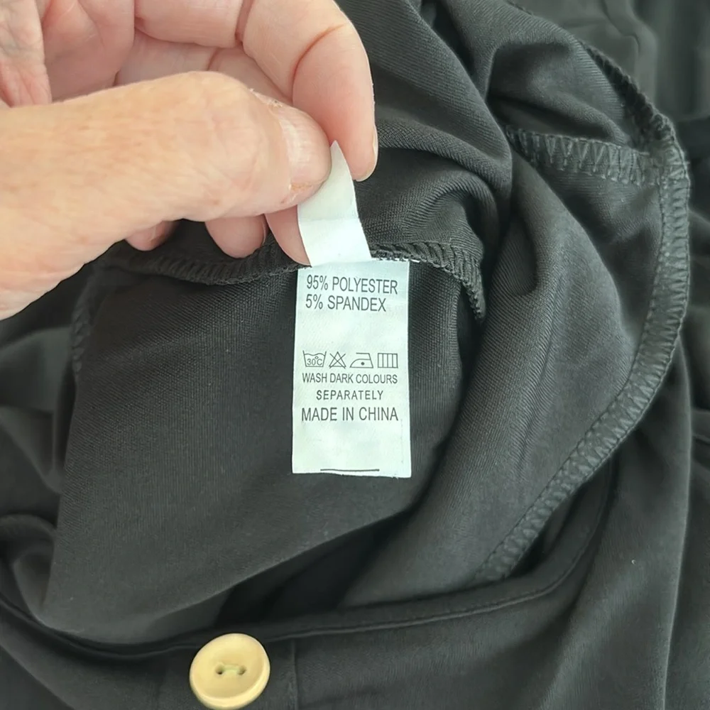 Black Sleeveless Button Front Belted Tie Waist Jumpsuit | Small - Picture 10 of 10